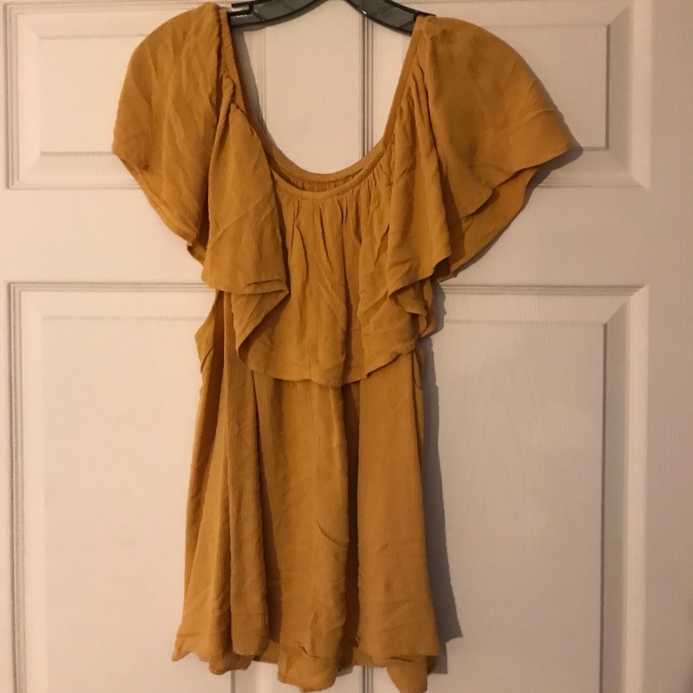 Yellow off the shoulder shirt